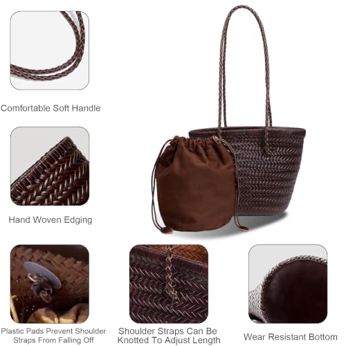 Image of Woven Tote Bag For Women, Fashion Crossbody Shoulder Bag, Casual Top-handle Handbags, and Travel Purses Phone Bag