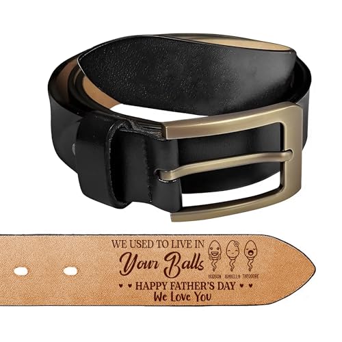 Personalized We Used To Live In Your Balls Belt, Custom Engraved Leather Belt for Father, Father's Day Gift from Son or Daughter, Adjustable Mens Belt for Husband, Thoughtful Gift for Dad, Birthday