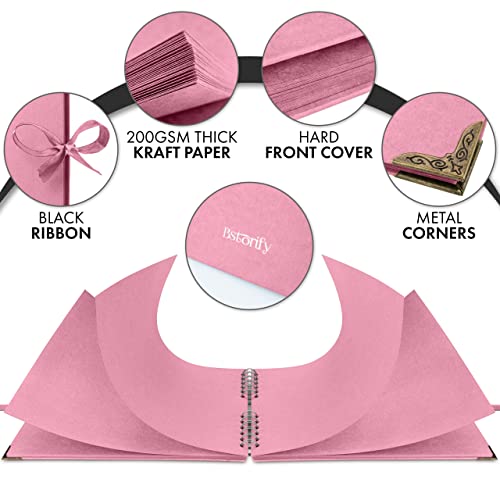 image for Bstorify Square Scrapbook Photo Albums 50 Pages (11 x 8.5 Inch) Pink T