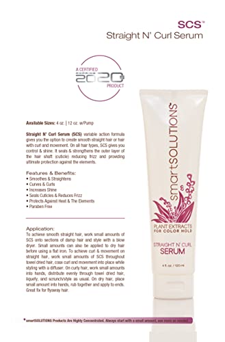 Smartsolutions Straight N' Curl Serum 4 Oz, | Smooths & Straightens | Curves & Curls | Paraben-Free | Plant-Based #TOP3