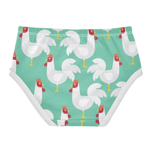 Wusikd White Chicken Girls' Underwear Cotton Green Girls Briefs Soft Toddler Underwear 4T2