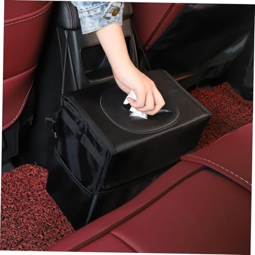Poubelle de voiture pliable noire étanche avec crochet de fixation