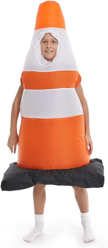 HSCTEK Child Inflatable Traffic Cone Costume Orange Mediun