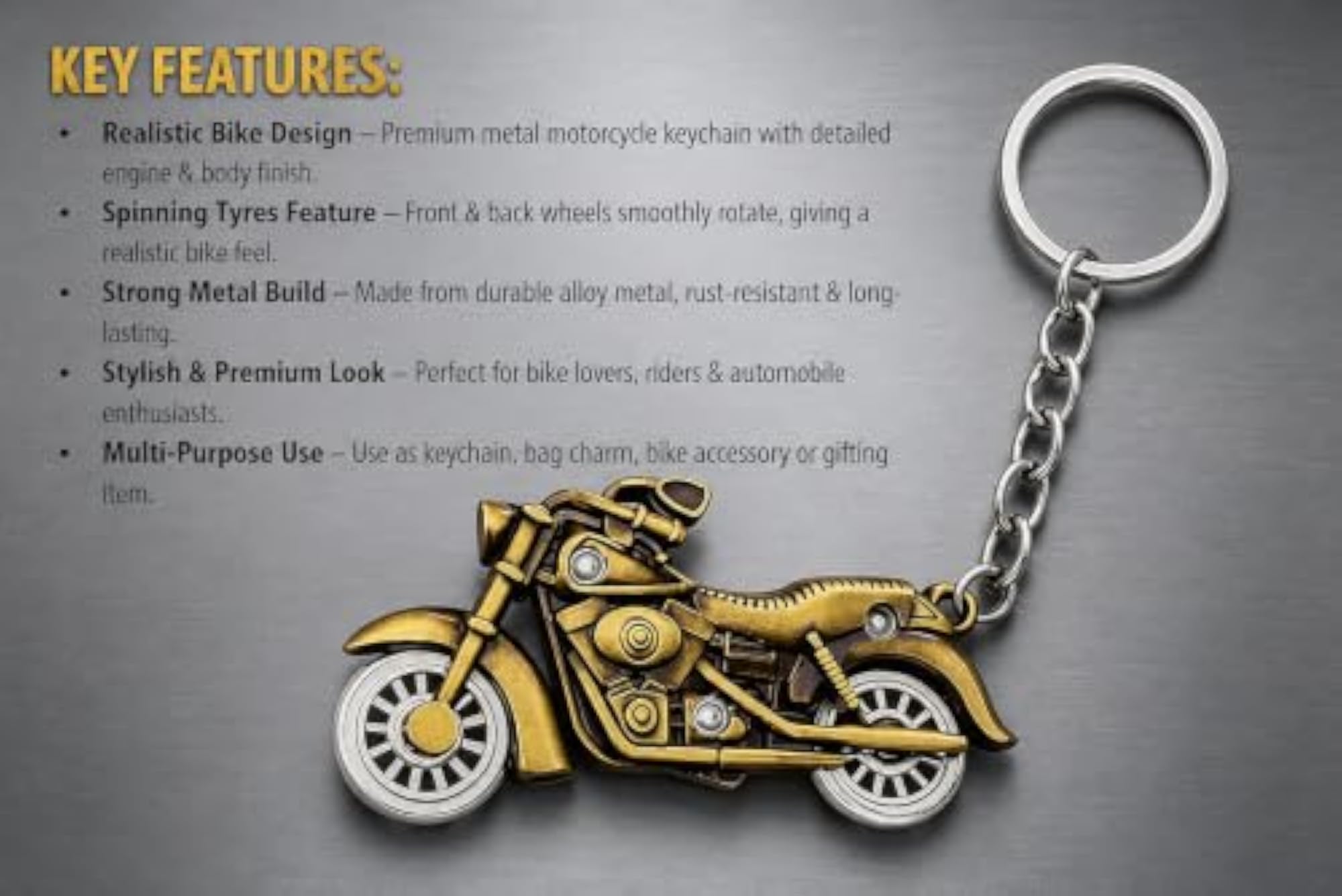 Antique Double Side Bike Shape Keychain