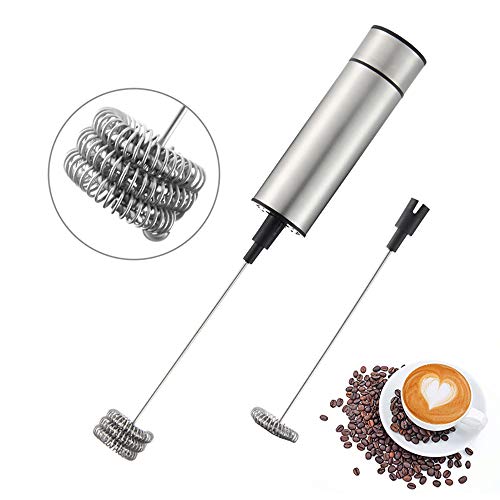 Mini-Mixer, Elektrischer Milchaufschäumer Kaffeeschaum-Handmixer Batteriegetränkemixer Mit 2 Edelstahl-Schneebesen Für Heiße