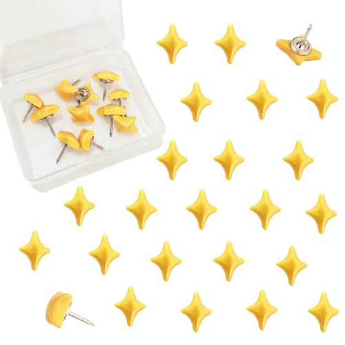 Aoxsie 50pcs Decorative Cute Push Pins Gold Pointed Star Thumbtacks Thumb Tacks Pushpins for Bulletin Cork Boards Office Products