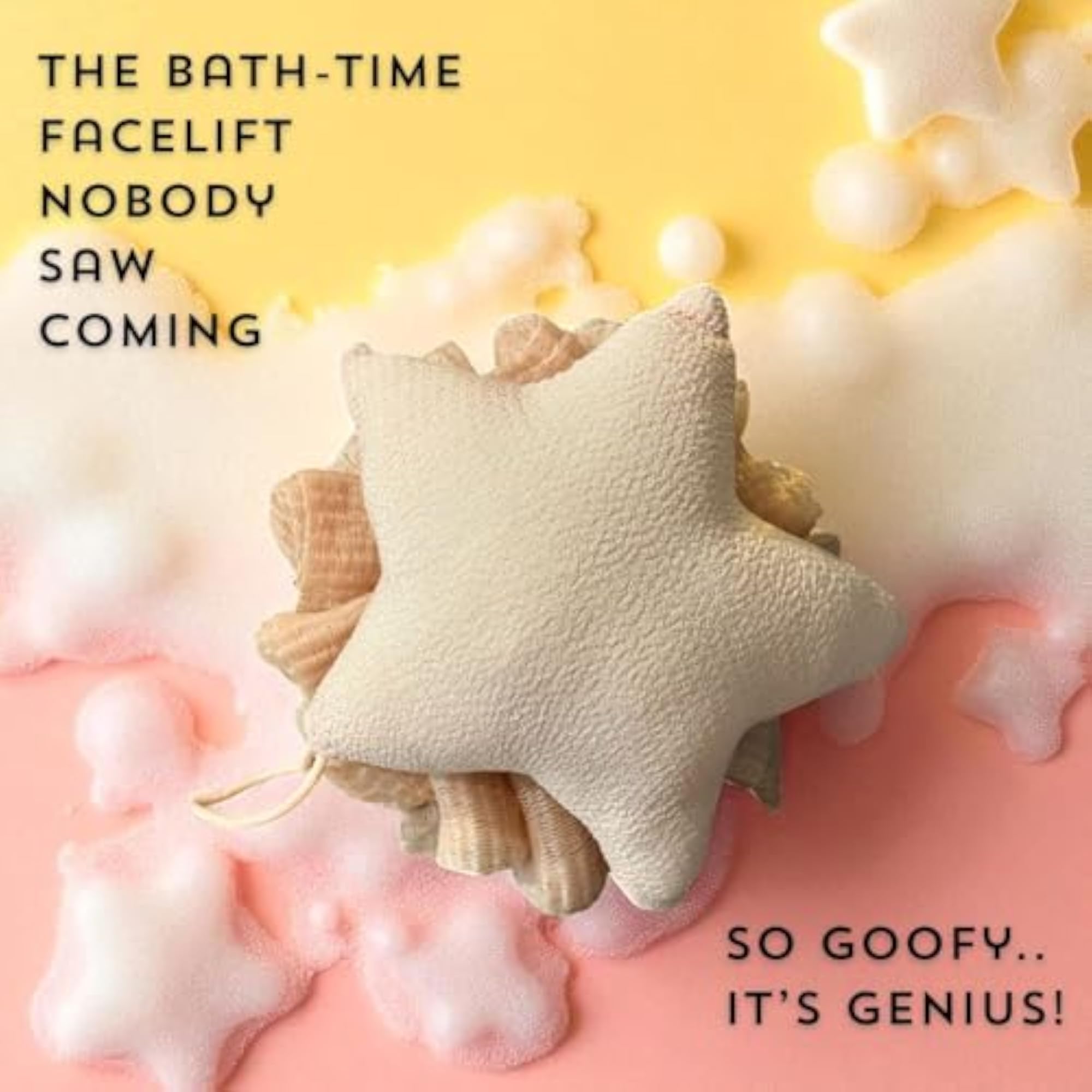 Bath Loofah Mesh Sponge Scrubber with Grip Handle