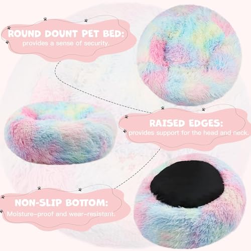 Image of Himax Small Dog Bed, Fluffy Dog Bed with Blanket Attached, Cat Bed Washable, Multi-Colored (20 inch /26 inch /35 inch)