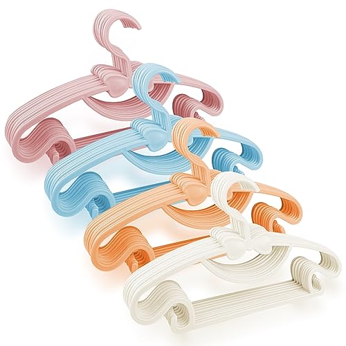 Magrimaxio 40 Piezas Perchas Ropa 4 Colores, Perchas Infantiles Antideslizantes 29.7cm, Perchas Niños Plástico, Percha Bebe Ahorro de Espacio, Baby Hangers para Infantil Armario, Ropa Bebé