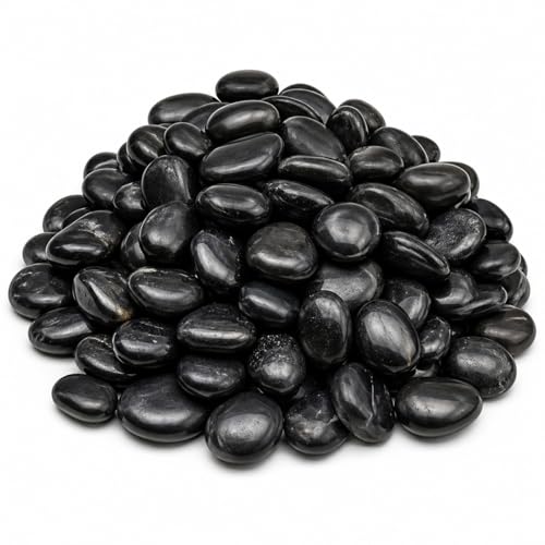 Go Garden Big Black Pebbles Stones for Garden Decoration | Natural Polished Decorative Pebbles for Plants,Aquarium, Fish Tank, Lawn & Home Decor | Premium Large Size Stones (Black) Pack of 2KG