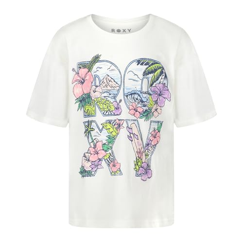 Image of Roxy Girls' Short Sleeve Oversized Fit Logo Tee, Crew Neck Graphic T-Shirt, Soft & Comfortable
