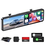 OKYES ドライブレコーダー ミラー型 CarPlay AndroidAuto対応 128GBメモリカード付属 2.5K カメラズーム機能+FM送信対応 デジタルインナーミラー 前後カメラ 11インチ 右カメラ 伸縮式カメラ 前後 Type-C電源 GPS搭載 WDR/HDR スーパー暗視搭載 リアカメラ上下左右反転可 24時間駐車監視 (T16)
