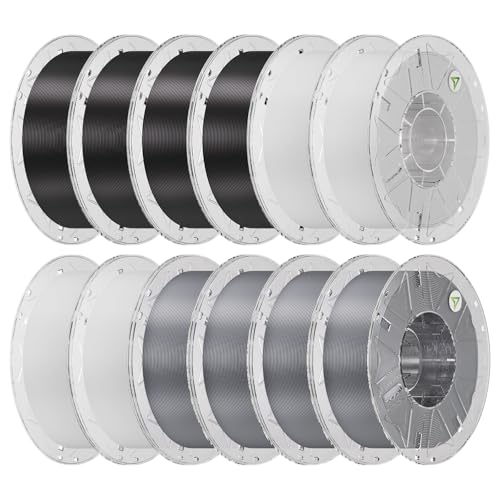 Image of Creality Hyper PLA Filament 1.75mm, RFID 3D Printer Filament PLA for High Speed 30-600mm /s, 12kg(26.4lbs) /Spool Filament Support CFS, Fits for Most 3D Printers, 4Black & 4White & 4Grey