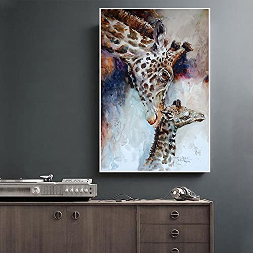 Photos toile peinture mur art prints moderne girafe aquarelle 60x90