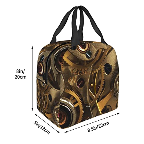 Debou Cool Steampunk Gears Insulated Lunch Bag Cooler Tote Reusable Leakproof Lunch Box Easy Clean For Work Office Picnic Beach Or Travel #TOP1