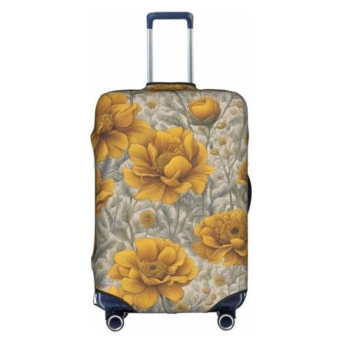 Many Golden Flowers Tsa Approved Luggage Cover For 18-32 Inch Suitcases Scratch-Resistant Stretch Luggage Cover