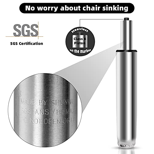 5.5 inch Office Chair Cylinder Replacement,Heavy Duty Gas Lift Cylinder for Office Desk Chairs/Gaming Chair,Gas Lift Hydraulic/Pneumatic Piston, Universal Size (Silver) - Thumbnail 7