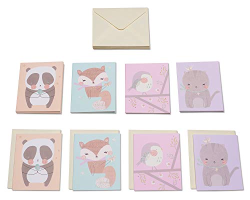 Image of Papyrus Blank Cards with Envelopes, Playful Critters (20-Count)
