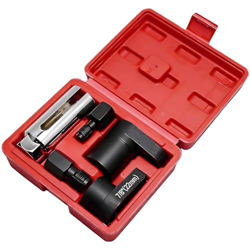 YSFER 5 PCS Automotive O2 Oxygen Sensor Socket, Oxygen Sensors Removal Tool and Thread Chasers Kit, 3/8" 1/2" Drive 7/8" O2 Sensor Socket Set for Easy Installation & Repair