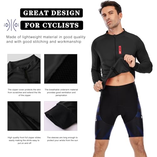 Foto von MEETWEE Herren Radtrikot, Langarm Fahrradtrikot Reißverschluss Fahrradbekleidung Radshirt Fahrradshirts für Männer, Atmungsaktive Cycling Jersey Schnell Trocknen Radsport Bekleidung