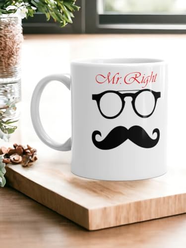 Image of Better Gift Flowers Mr. Right Customized Coffe Mug, Round Shaped Multicolor Themed Coffee Mugs, Mug for Gifting, Gifting Items for Family, Friends & Closed Ones