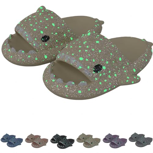 Galaxy Shark Slides, Luminous Shark Slippers, Glow in the Dark Thick Sole Non-slip Open Toe Shark Slippers