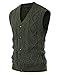 PJ PAUL JONES Mens Cable Knit Button Down Sweater Vest V Neck Sleeveless Cardigan Vests for Office Green L