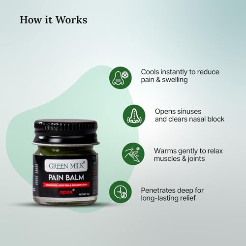 Image of Green Milk Pain Balm - Pack of 5 (10g Each) | Herbal Balm for Joint, Back, Neck & Muscle Pain Relief | Non-Greasy, Fast-Absorbing & Cooling Ayurvedic Formula