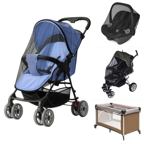 South to East Breathable Mosquito Net for Stroller with Drawstring, Black
