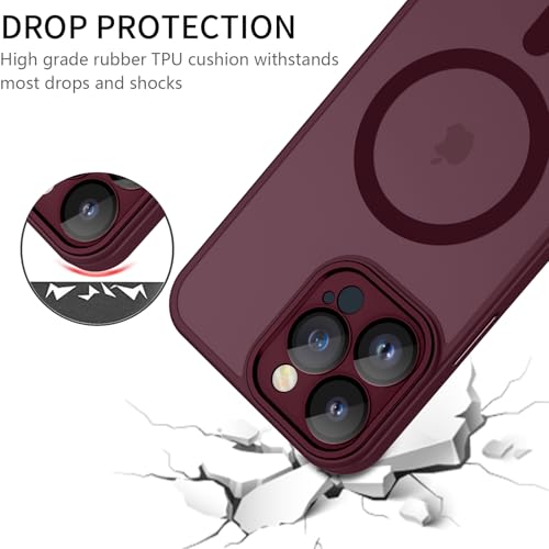 YUANDMI für iPhone 15 Pro Hülle kompatibel mit MagSafe Dunkel Rot – Ansicht 7