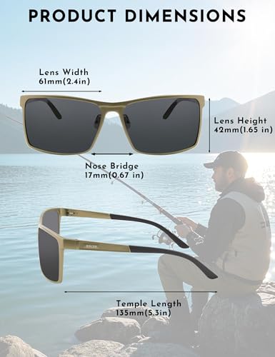 Image of BIRCEN Polarized Anti-Glare Sunglasses for Men: Lightweight Metal Wrap around Sun Glasses UV Protection for Driving Fishing