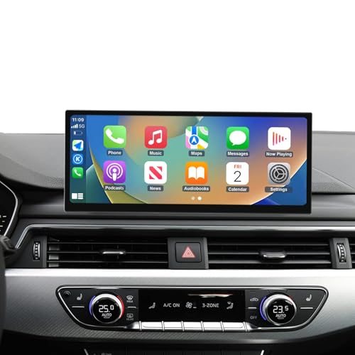 Ninetom 12,3-tums bilradio, Apple CarPlay/Android Auto/Mirrorlink/GPS för 2016-2019 Audi A4 A5 med MIB-system, stöd för Mirrorlink, kamera, navigering, Siri, musik