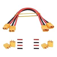 Pack De 2 Pares De Conectores XT90 Con Cable De Silicona De 15 Cm Y 12 AWG – Para Baterías RC, Drones FPV Y Cargadores, Conexión Sólida Y Duradera