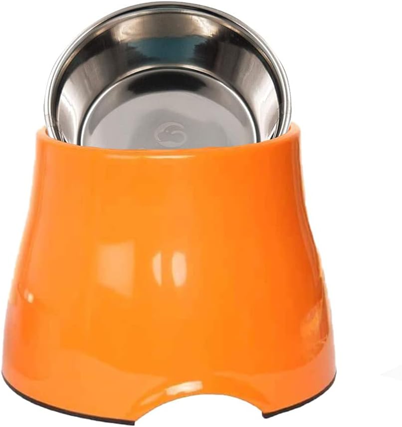 Goofy TailsOrange Elevated Dog Bowl| Melamine & Stainless Steel Dog Food Bowl with Anti-Skid Base| Dog Feeding Bowl for Cocker Spaniel & Long Eared Dogs Dog Bowl (Medium, 520ml)