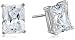 Platinum Plated Sterling Silver Emerald Cut Cubic Zirconia Stud Earrings (4 cttw)