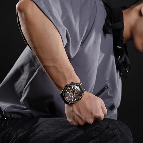 Image of NAVIFORCE NF8057 Square Vintage Military Chronograph Genuine Leather Analog Watch