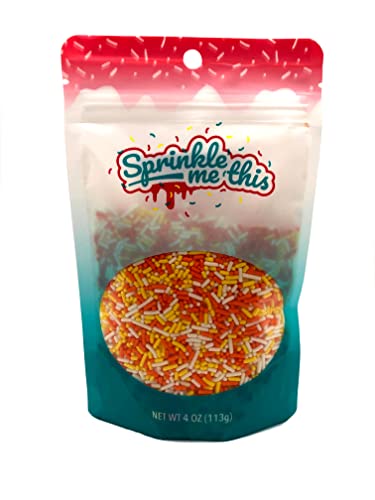 Harvest Candy Corn Blend- Orange White Yellow Cake Pop Cookie Cupcake Cakes Semi-Sweet Edible Confetti Decorations Sprinkles Dessert Jimmies Toppers - 4 Oz #TOP1