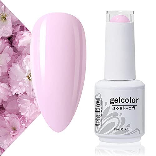 Arte Clavo Soft Pink Gel Nail Polish,15ml Light Pink Color Soak Off LED Nail Lamp Milky pink Gel Polish Nail Art Manicure Salon DIY Home Solid Gel 0.5Oz 3001 -  AC-B1-004