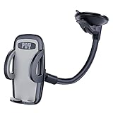 Car Mount Holder Universal Flexible 360 Rotating Windshield Car Phone Mount Holder for All 3.5”-7” Smartphone - iPhone 7 7Plus Galaxy S8Plus S7Edge and GPS Device - Gray