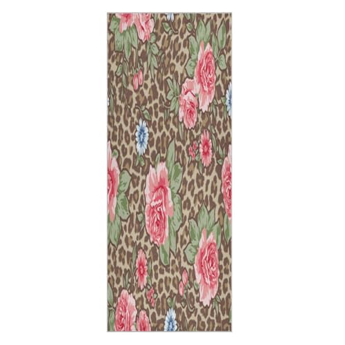 pnyoin Classic Rose in Animal Yoga Towel,Hot Yoga Mat Towel with Grip Dots Sweat Absorbent Non-Slip for Hot Yoga, 24