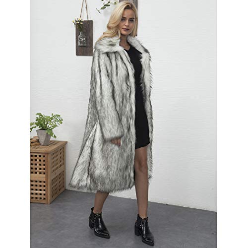 Romanticdesign Women's Long Lapel Faux Fur Jacket Shaggy Coat Warm Outerwear Cardigan Grey Us 12 #TOP2