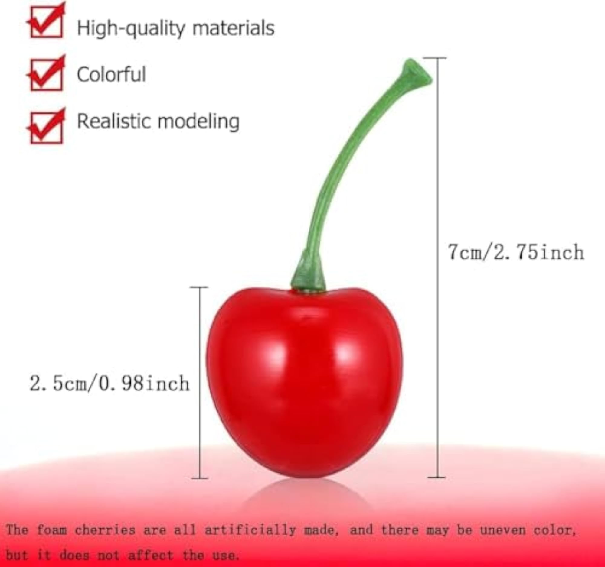 Pack of 25 Decorative Fruit Cherries, Artificial Lifelike Simulation Cherries