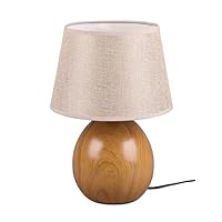 Lampada Da Tavolo Reality Luci - Design Elegante, Base Effetto Legno, Paralume Beige, 1xE14 - Foto 11