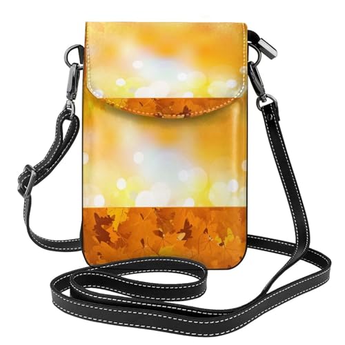 Portefeuille en cuir PU feuilles d'automne et petit sac téléphone pour femme
