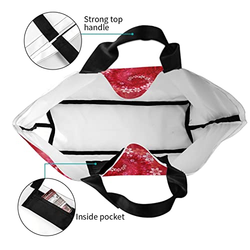 Zelamiee Love Hearts Florals Washable Large Shopping Tote Bag With Handle For Work Shopping Beach Travel #TOP3