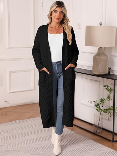Womens Long Cardigan Sweaters Fall Open Front Coat Long Sleeve Cable Knit Maxi Outerwear Trendy Jacket Clothes3