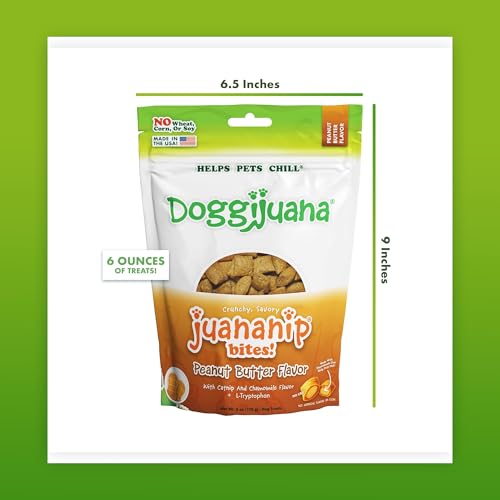 Image of Doggijuana Dog Treats, Peanut Butter 3-Pack | Multi-Benefit, Low Cal | Calming dog treats with catnip, chamomile & L-Tryptophan; natural anxiety & stress relief; low-calorie training reward