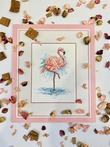 Image of RIOLIS - Blooming Flamingo 2117, Animals Cross Stitch Kits 7 inch x9, Cross Stitch Kits for Beginners & Advanced, Crossstitching Kit Adult, Embroidery Counted Stitching Kit