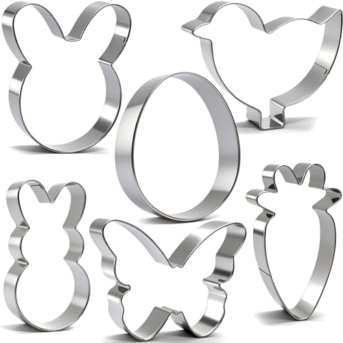 6Pcs Large Easter Cookie Cutters for Kids, 4'' Bunny Head,