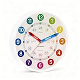 Silent 10' Wall Clock, Battery-Operated Learning to Tell Time Analog Clock , Colorful Time Teaching Home school Supplies, Non-Ticking Quartz Movement for Classroom Bedroom (Battery Not Included)